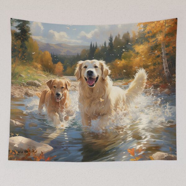 Item preview, Golden Retrievers in Country River designed and sold by lovefurries.