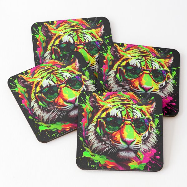 Item preview, Tiger With Sunglasses Colorful Paint Splash designed and sold by MindWave THC.
