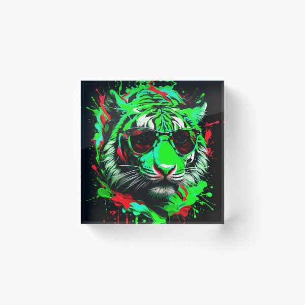 Artikelvorschau, Tiger mit Sonnenbrille und buntem Farbspritzer entworfen und verkauft von MindWave THC.