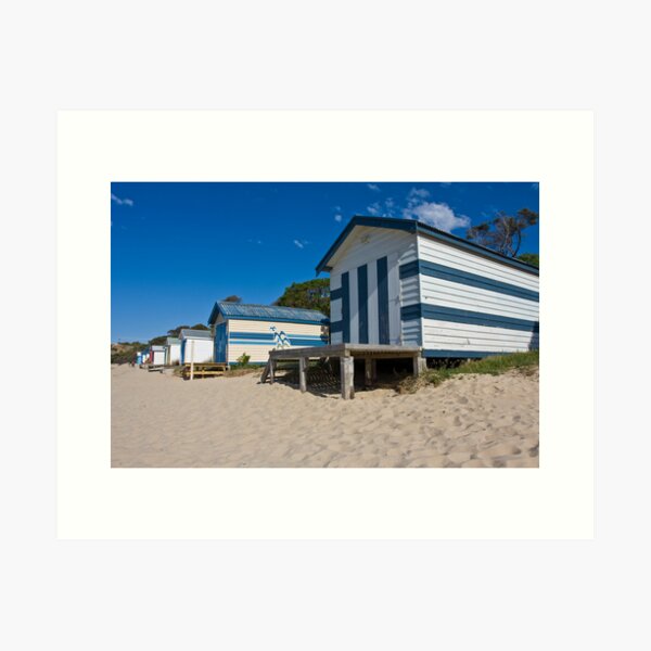 Boat sheds on Tyrone foreshore, Rye, Mornington Peninsula Art Print