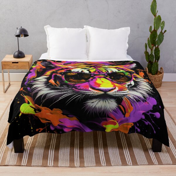 Artikelvorschau, Tiger mit Sonnenbrille und buntem Farbspritzer entworfen und verkauft von MindWave THC.