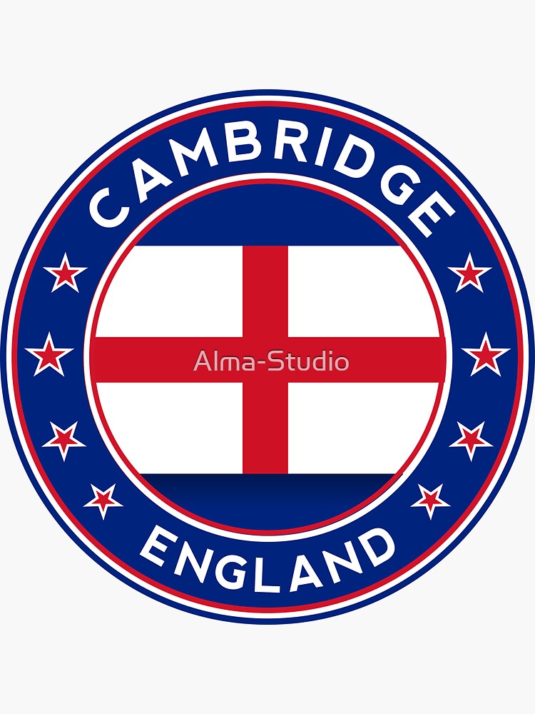 "Cambridge, England, circle with flag" Sticker for Sale by AlmaStudio