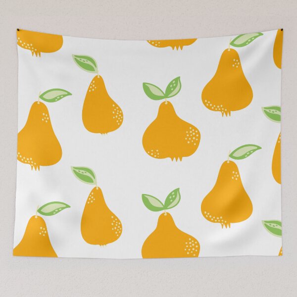 Item preview, Doodle style pears in fruit background designed and sold by Eridanka.
