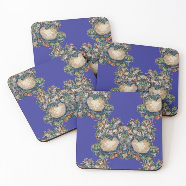 Item preview, PAINTERLY FLOWER POT DISPLAY ON DEEP BLUE BACKGROUND designed and sold by ABEBERMANCHUTE.