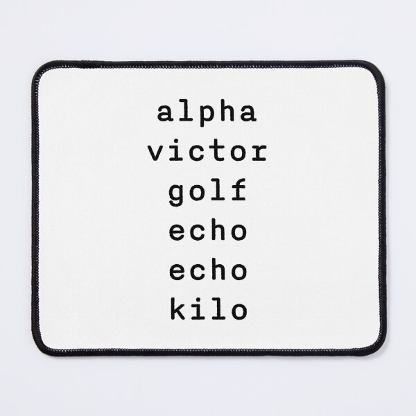Item preview, AVGEEK in Aviation Phonetic Alphabet black text small designed and sold by disgracedtees.