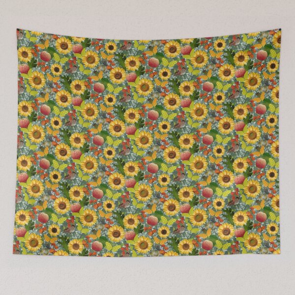 Item preview, Harvest Sunflowers on Greens Half-Drop Repeat 5748 designed and sold by Art in My Loft.