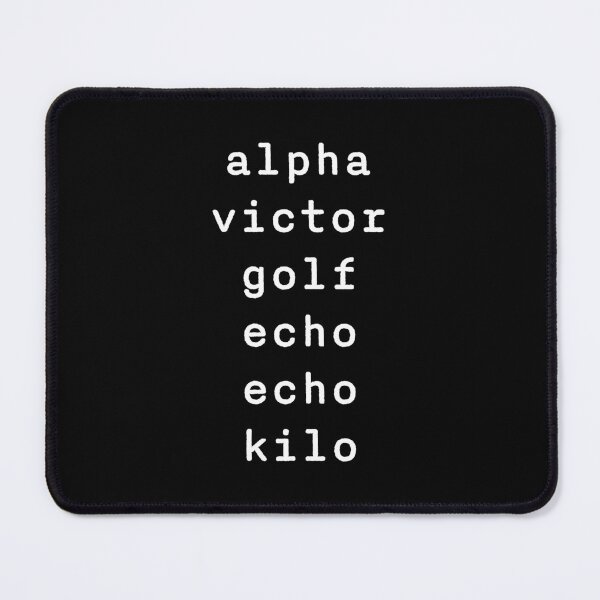Item preview, AVGEEK in Aviation Phonetic Alphabet white text small designed and sold by disgracedtees.
