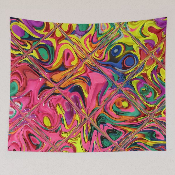 Item preview, Random Shapes and Mingling Clusters of colors formed by the Colorful Liquids inside the Glass Cubes designed and sold by goodspringsshop.