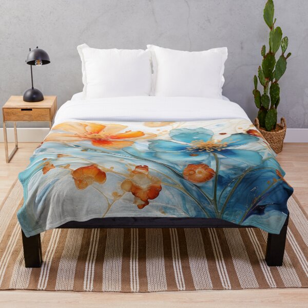 Aperçu de l'œuvre Fleurs oranges et bleues en fleurs créée et vendue par Flowtime.