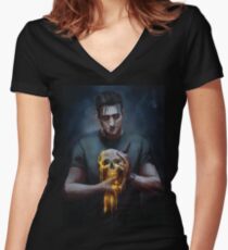 Golden Skull Women's Fitted V-Neck T-Shirt