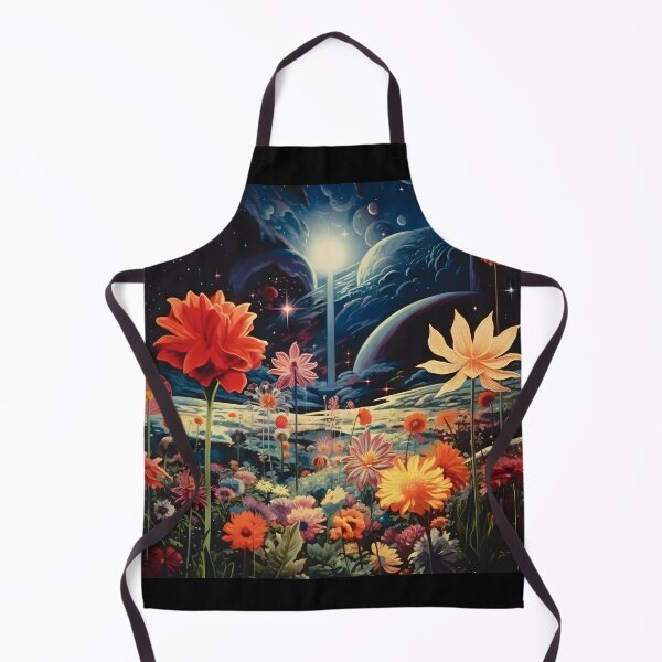 Item preview, Vintage Fairy Space Landscape of Flower Meadow and Starry Sky with Planets and Clouds designed and sold by Je-we.
