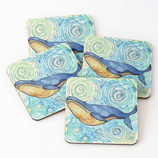 Item preview, Cool Leaping Blue Whale Van Gogh Starry Night Style designed and sold by Nature's Fancy.