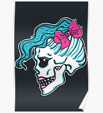 Female Skull with Hipster Hairstyle Poster