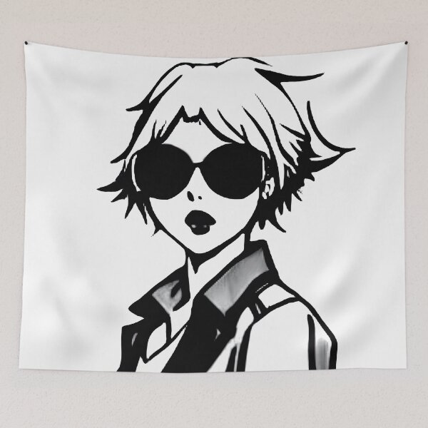 Item preview, Black and white drawing of a blonde girl with sunglasses designed and sold by DorianSlate.