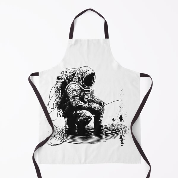 Item preview, Astronaut on Fishing Outer Space Universe Black White Moon Mars designed and sold by Tomioka-Art.