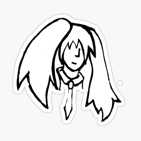 Line Art Simple Anime Girl Sticker