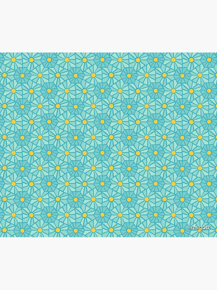 Thumbnail 3 of 3, Tapestry, Tessellated Flowers Pattern - Teal Tiles (micro) designed and sold by anisgott.