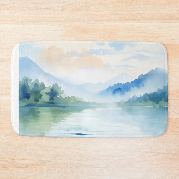 Item preview, Watercolor calm water lake daylight designed and sold by WallWhimsyWorks.