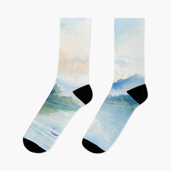 Item preview, Watercolor calm water lake daylight designed and sold by WallWhimsyWorks.