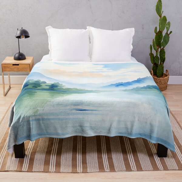 Item preview, Watercolor calm water lake daylight designed and sold by WallWhimsyWorks.