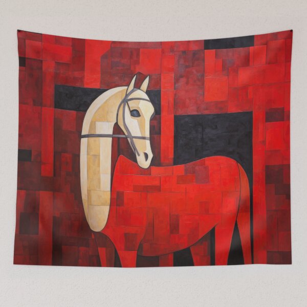Item preview, Abstract Red and White Pony w Bridle designed and sold by YoPedro.