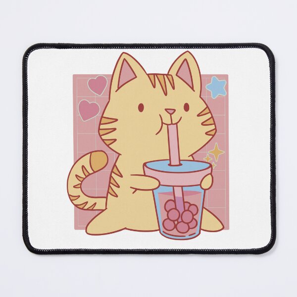 Item preview, Cute Cat Drinking Boba Milk Tea designed and sold by DearCutesyCo.