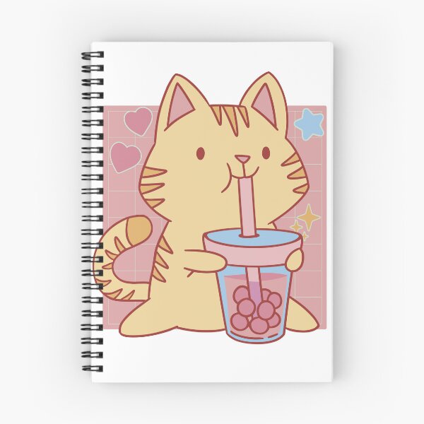 Item preview, Cute Cat Drinking Boba Milk Tea designed and sold by DearCutesyCo.