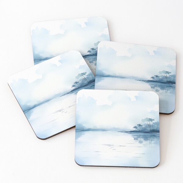Item preview, Watercolor calm water lake daylight designed and sold by WallWhimsyWorks.