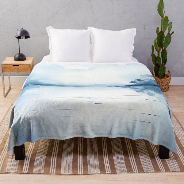 Item preview, Watercolor calm water lake daylight designed and sold by WallWhimsyWorks.