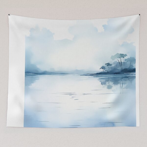 Item preview, Watercolor calm water lake daylight designed and sold by WallWhimsyWorks.
