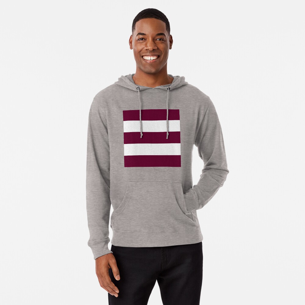 Large BURGUNDY Maroon and WHITE Horizontal STRIPES