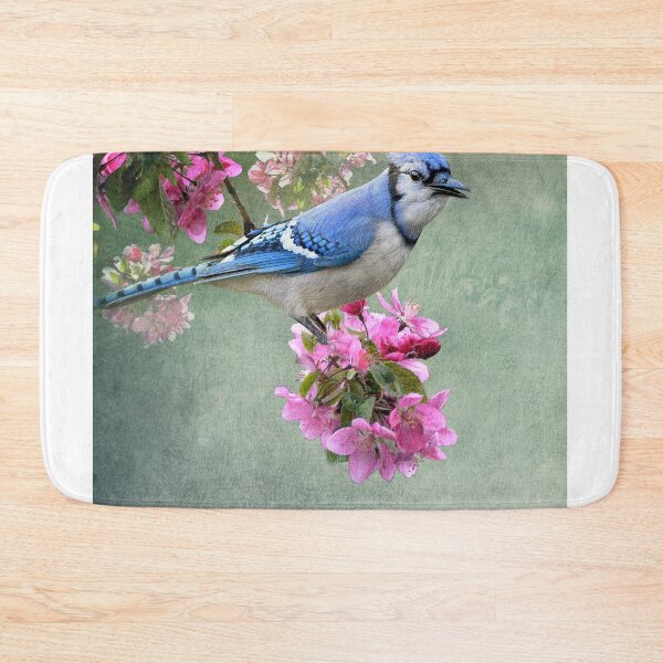 Artikelvorschau, Bluejay auf Frühlingsblüten entworfen und verkauft von R Christopher  Vest.