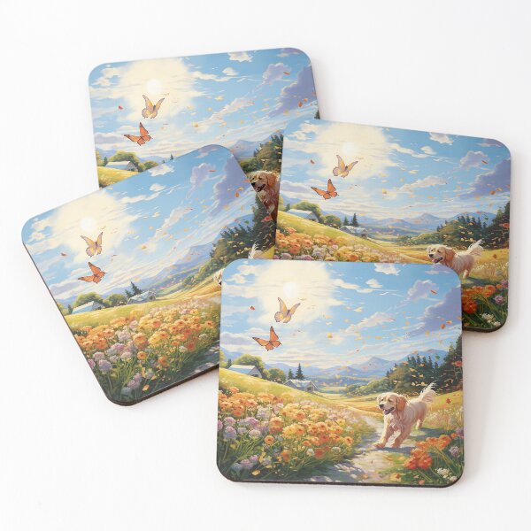 Item preview, Labrador Chasing Butterflies in Country Scene designed and sold by lovefurries.