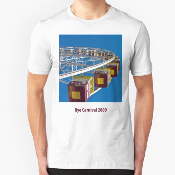 Ferris wheel at Rye foreshore carnival 2009 Slim Fit T-Shirt