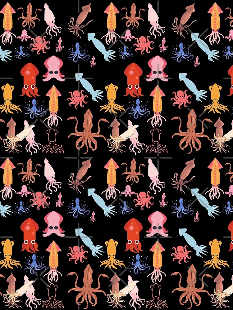 Thumbnail 3 of 3, Scarf, Squid Pattern designed and sold by Patternaart.
