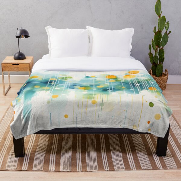 Item preview, Yellow, green, blue and white dots on green and blue abstract background designed and sold by Flowtime.