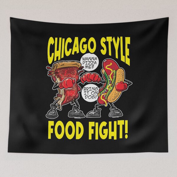 Item preview, Chicago Style Food Fight, Pizza VS Hotdog designed and sold by eShirtLabs.