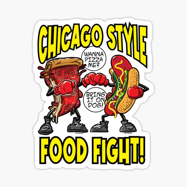 Item preview, Pelea de comida al estilo de Chicago, pizza versus hotdog designed and sold by eShirtLabs.