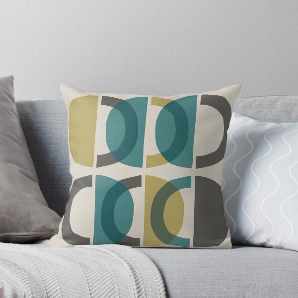 Item preview, Mid Century Modern Geometric Circles 821 Gray Gold and Blue designed and sold by tonymagnerart.