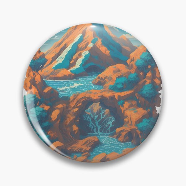 Item preview, Mountain Waterfall in Retro Style designed and sold by ToporArt.