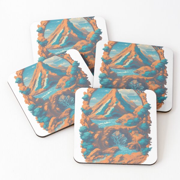 Item preview, Mountain Waterfall in Retro Style designed and sold by ToporArt.