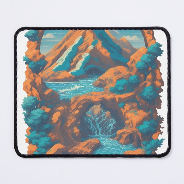 Item preview, Mountain Waterfall in Retro Style designed and sold by ToporArt.
