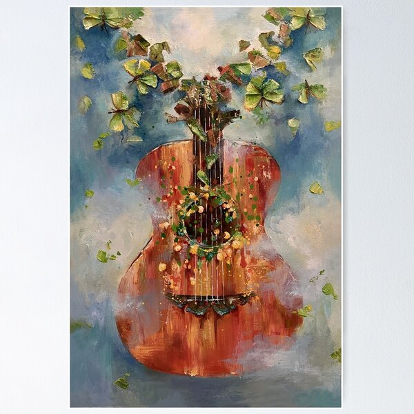 Item preview, Guitar original painting oil on canvas designed and sold by LidaYatsukevich.