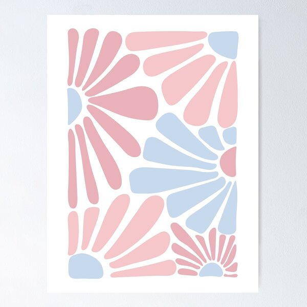 Item preview,  Floral art, Danish Pastel Poster, Blue and Pink Poster, Retro print, Cute pink flowers art, Henri Matisse Poster, Abstract Botanical Poster, Matisse Print  designed and sold by MyPosterStudios.