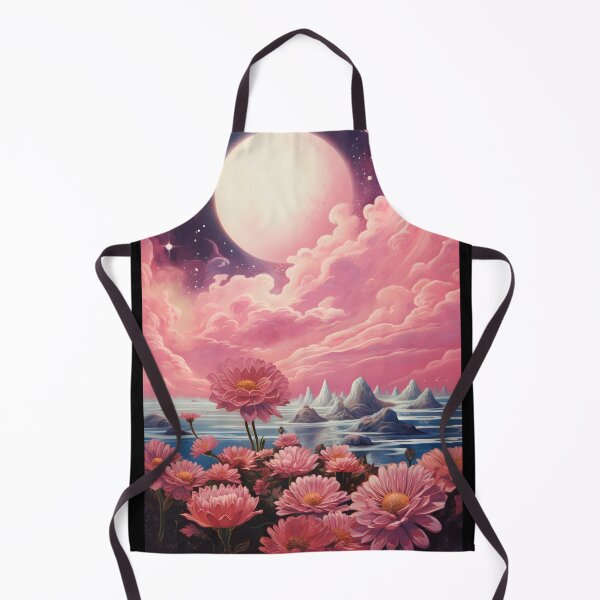 Item preview, Vintage Fairy Space Landscape of Pink Flower Meadow and Starry Sky with Planets, Pink Clouds and Shining Stars designed and sold by Je-we.