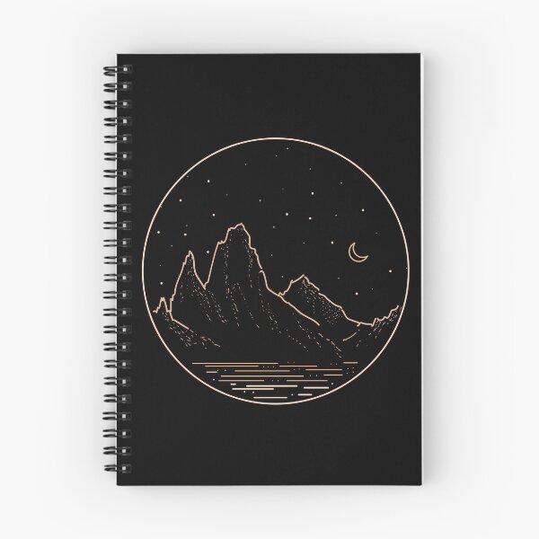Item preview, Mountains, stars and moon | Fine line art designed and sold by Terra Track Art.