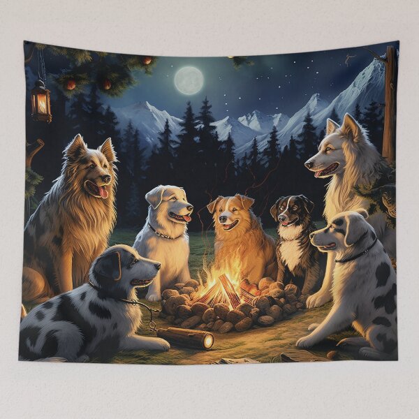 Item preview, Dogs Gathered Around a Campfire designed and sold by lovefurries.