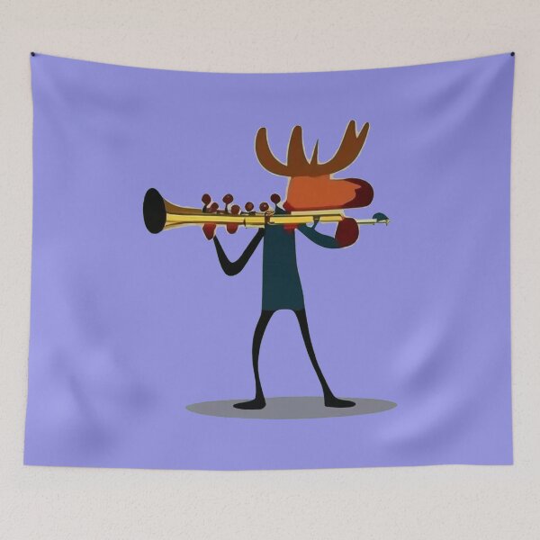 Item preview, Funny Moose Playing Trumpet in Cubism Style designed and sold by Nature's Fancy.