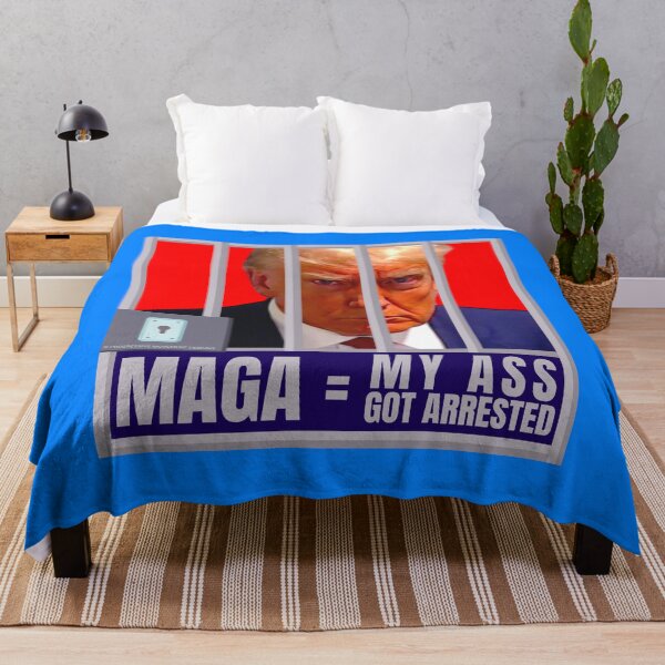 Item preview, PMD01041 Progressive Movement Designs Trump Mugshot MAGA My Ass Got Arrested design for liberal Democrat resistance against bigotry, for liberals Democrats or progressives against Trump Republicans designed and sold by ProgressiveLeft.