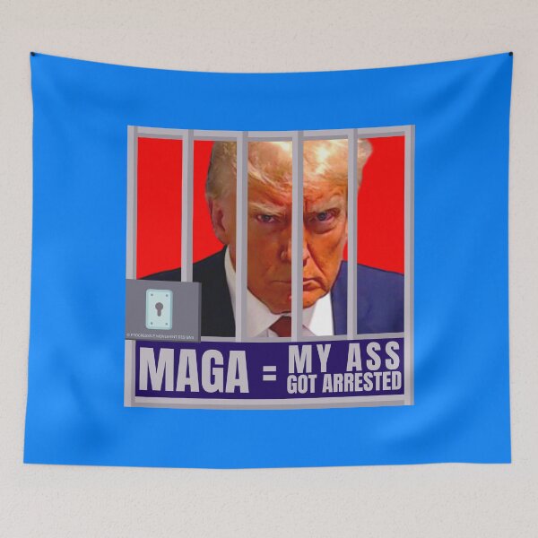 Item preview, PMD01041 Progressive Movement Designs Trump Mugshot MAGA My Ass Got Arrested design for liberal Democrat resistance against bigotry, for liberals Democrats or progressives against Trump Republicans designed and sold by ProgressiveLeft.